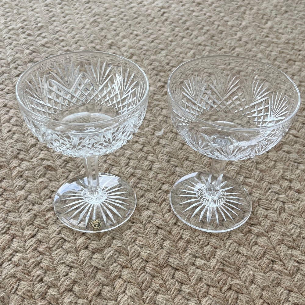 Dorflinger Glass Brilliant-Cut Coupe Champagne Glasses - Valentine's Day Gift